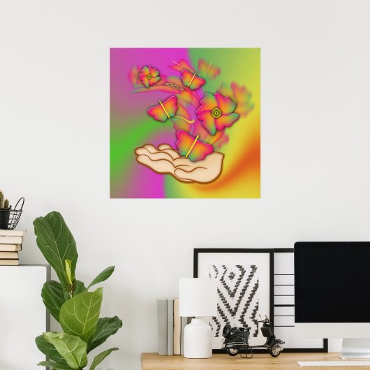 Poster Papillons & Fleurs (Bureau à domicile)