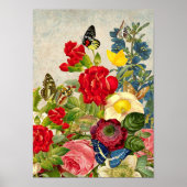 Poster Papillons Fleurs vintages Petites (Devant)