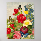 Poster Papillons Fleurs vintages Petites (Devant)