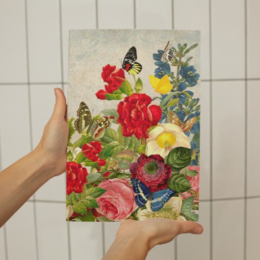 Poster Papillons Fleurs vintages Petites