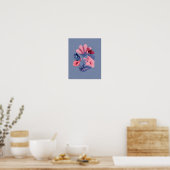 Poster Papillons floraux bleu rose Art folklorique (Cuisine)