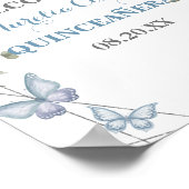 Poster Papillons floraux bleus 16e Quinceañera (Coin)