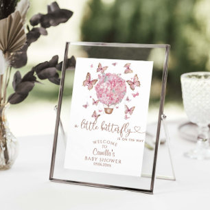 Poster Papillons floraux roses Baby shower fille