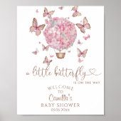 Poster Papillons floraux roses Baby shower fille (Devant)