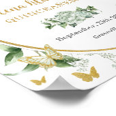 Poster Papillons floraux vintages Sage vert Quinceañera (Coin)