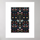 Poster Papillons Folk Art motif floral (Devant)