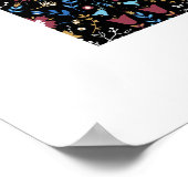 Poster Papillons Folk Art motif floral (Coin)