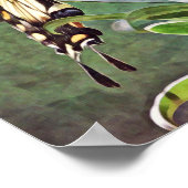 Poster Papillons jaunes et fleurs Art Imprimer (Coin)