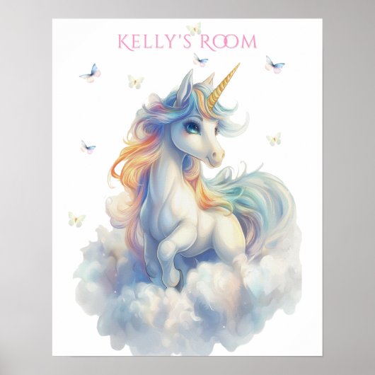 Poster Papillons Licorne Arc-en-ciel (Devant)