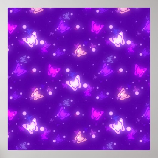 Poster Papillons Lumineux Violet Violet Conception (Devant)