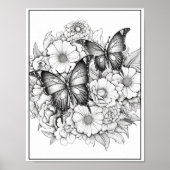 Poster Papillons mignons/Fleurs Coloration (Devant)