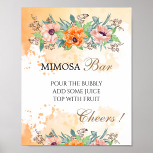 Poster Papillons mimosa bar signe de douche nuptiale