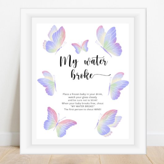 Poster Papillons - mon eau a cassé le jeu
