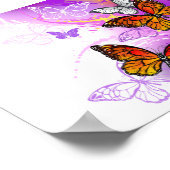 Poster Papillons Monarque sur Arrière - plan pourpre (Coin)