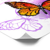 Poster Papillons Monarque sur Arrière - plan pourpre (Coin)