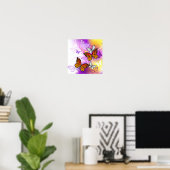 Poster Papillons Monarque sur Arrière - plan pourpre (Bureau à domicile)
