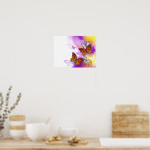 Poster Papillons Monarque sur Arrière - plan pourpre (Cuisine)