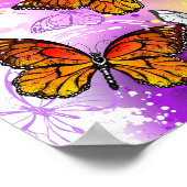 Poster Papillons Monarque sur Arrière - plan pourpre (Coin)