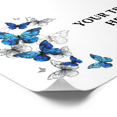 Poster Papillons Morpho Bleus en Vol (Coin)