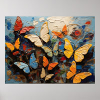 Papillons Mouches Parmi La Peinture Nature Vibrant