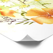 Poster papillons orange, marguerites blanches et pois dou (Coin)
