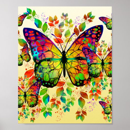 POSTER PAPILLONS PRINTANIERS NATURE COLORÉE (Devant)