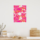 Poster Papillons, rose, fuchsia et corail (Cuisine)