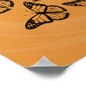 Poster Papillons spiraux noir sur orange (Coin)