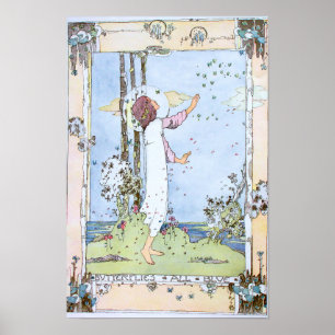 Poster "Papillons tout bleus" vintage de Jessie M. King