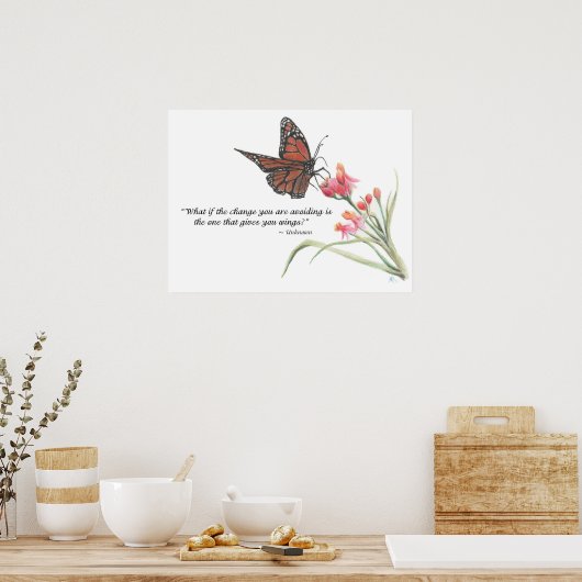 Poster Papillons - Transformation Dessin - Art Imprimer (Cuisine)