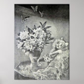 Poster Papillons, Vase à fleurs, Chat, Louis Wain (Devant)