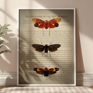 Poster Papillons vintage sur une page de livre d'Edgar Al