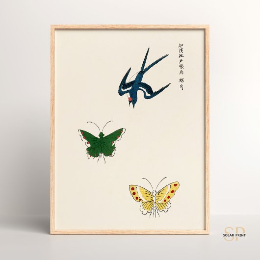 Poster Papillons Vintages japonais Yatsuo No Tsubaki