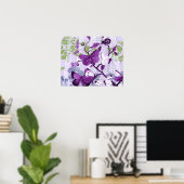 Poster Papillons violets sur les branches Imprimer (Bureau à domicile)