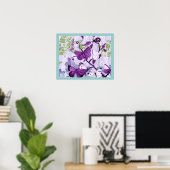 Poster Papillons violets sur une branche (Bureau à domicile)
