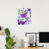 Poster Papillons violets sur une branche (Bureau à domicile)