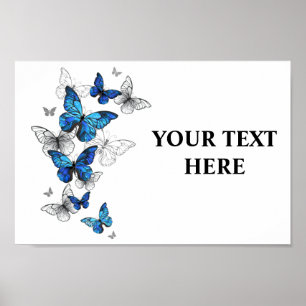 Poster Papillons volants bleus Morpho