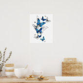 Poster Papillons volants bleus Morpho (Cuisine)