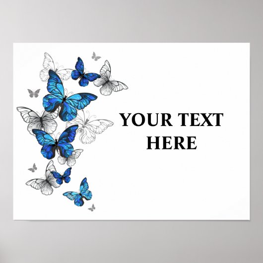 Poster Papillons volants bleus Morpho (Devant)