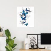 Poster Papillons volants bleus Morpho (Bureau à domicile)