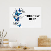 Poster Papillons volants bleus Morpho (Cuisine)