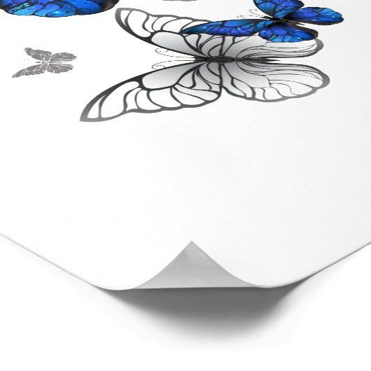 Poster Papillons volants bleus Morpho (Coin)