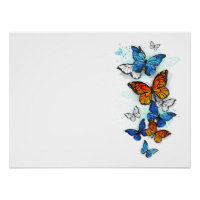 Papillons volants Morpho et Monarch