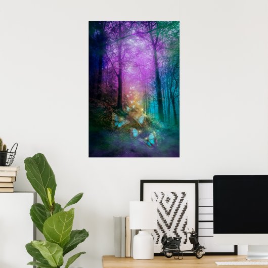Poster Papillons Whimsical Dans La Forêt Enchantée (Bureau à domicile)