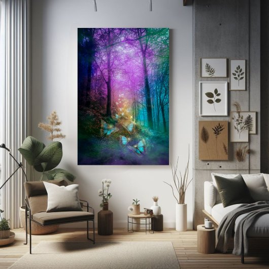 Poster Papillons Whimsical Dans La Forêt Enchantée