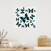 Poster Papillons Whimsical Elegant Aqua (Cuisine)