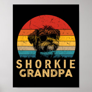 Poster Papou Shorkie Rétro Amoureux des chiens Patte Papa