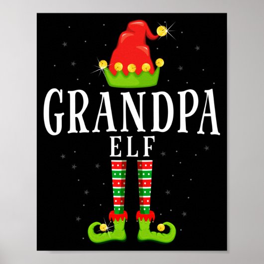Poster Papy elfe Noël pyjama de Noël assorti (Devant)