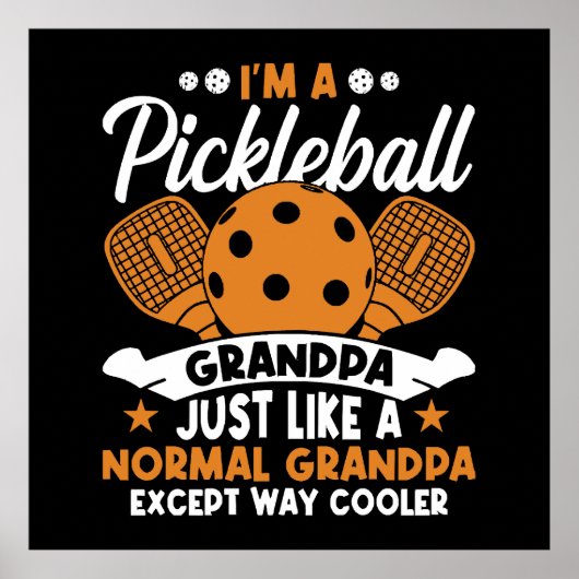 Poster Papy Joueur de Pickleball Cool (Devant)