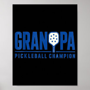 Poster Papy joueur de pickleball style sport paddle